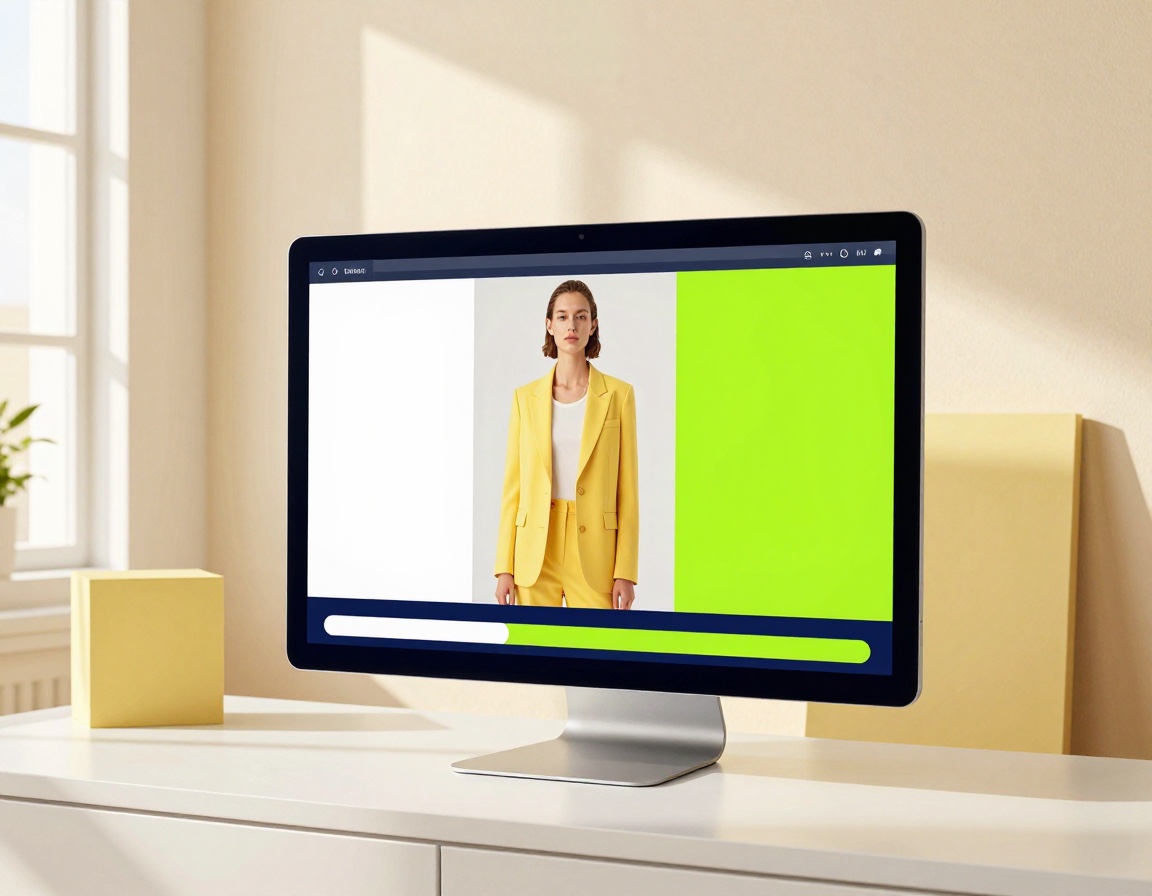 A render in progress on a large bright display